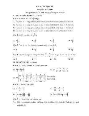 Toán 6 - Kiểm tra định kỳ học phần Phân số